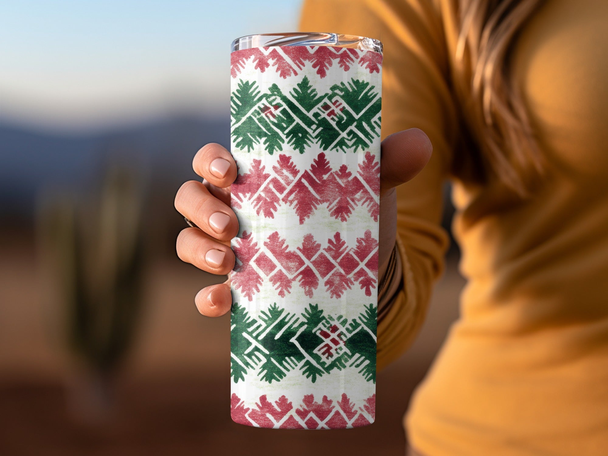 Red and Green Seamless Pattern Christmas Watercolor Digital - Moore and Mountain