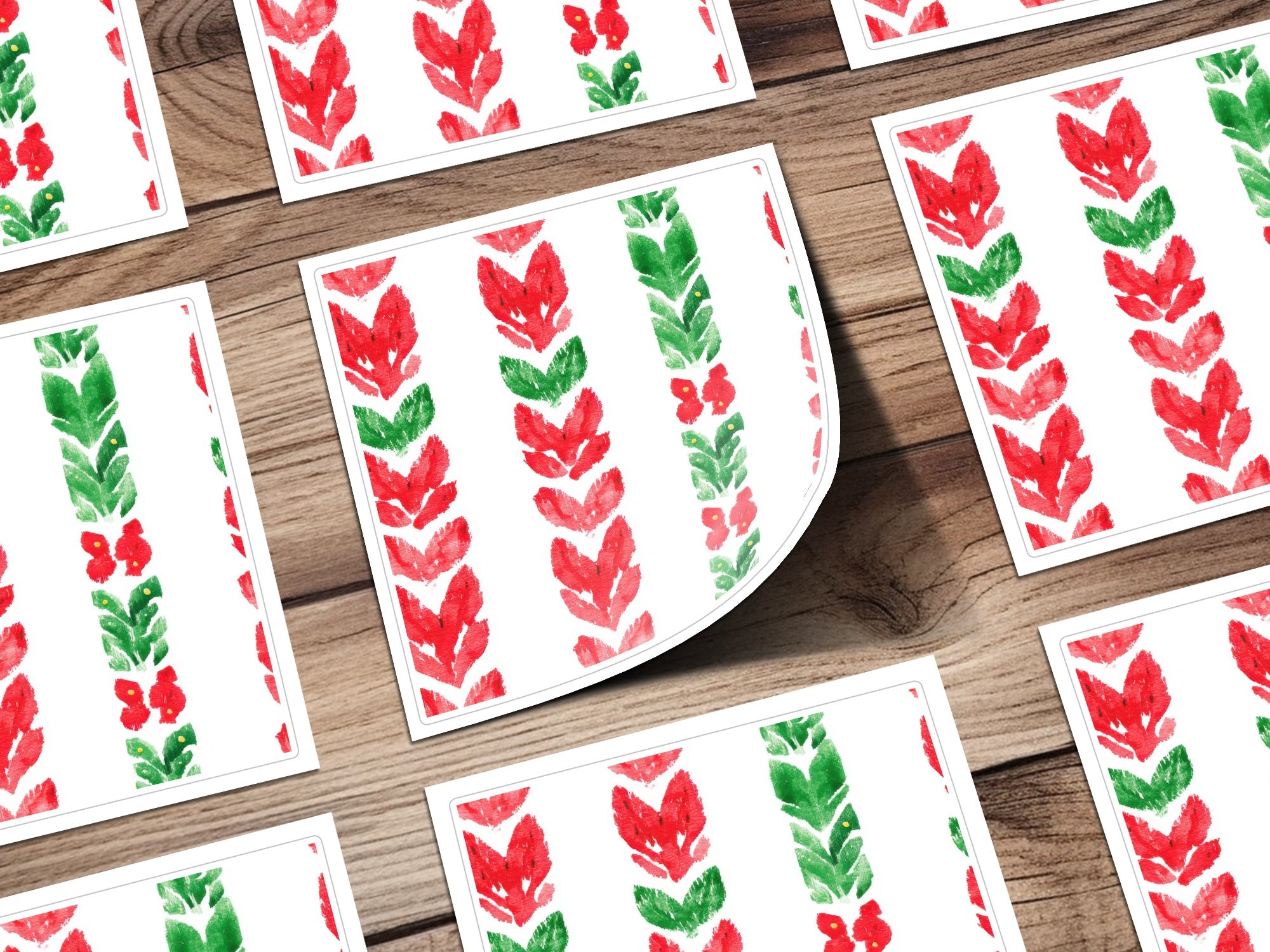 Red and Green Seamless Pattern Christmas Watercolor Digital - Moore and Mountain