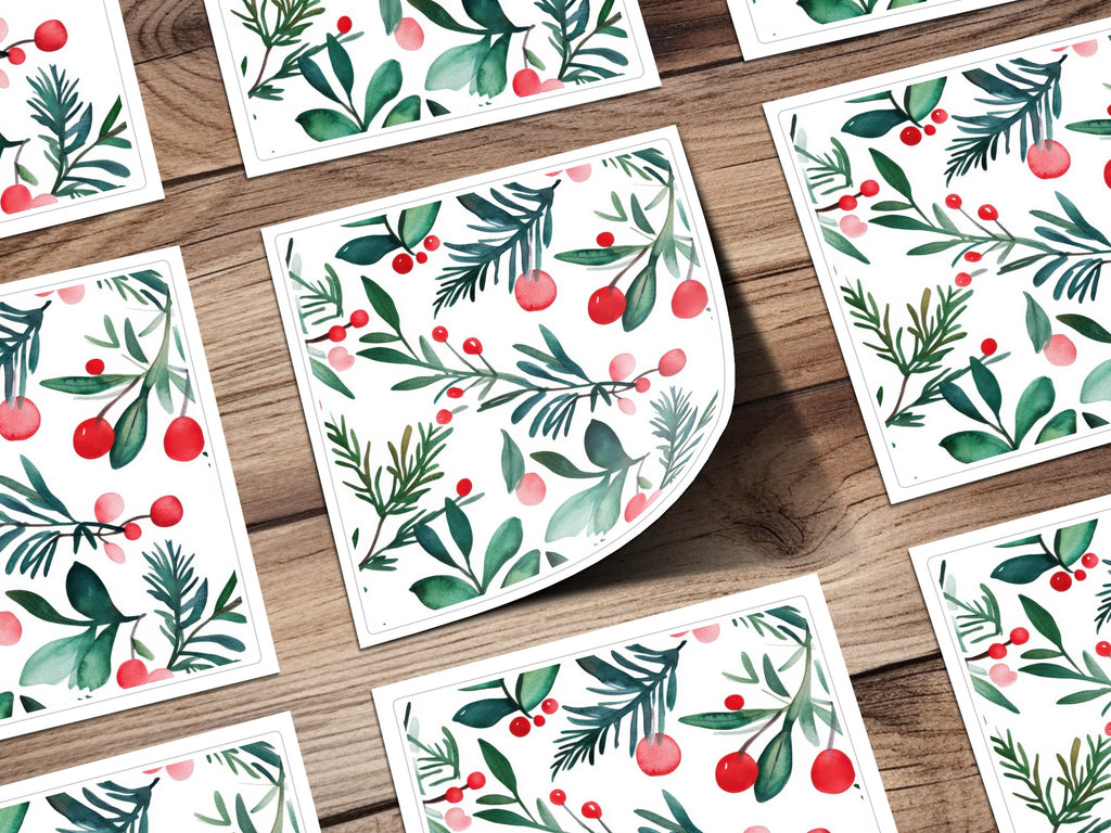 Red and Green Seamless Pattern Christmas Watercolor Digital - Moore and Mountain