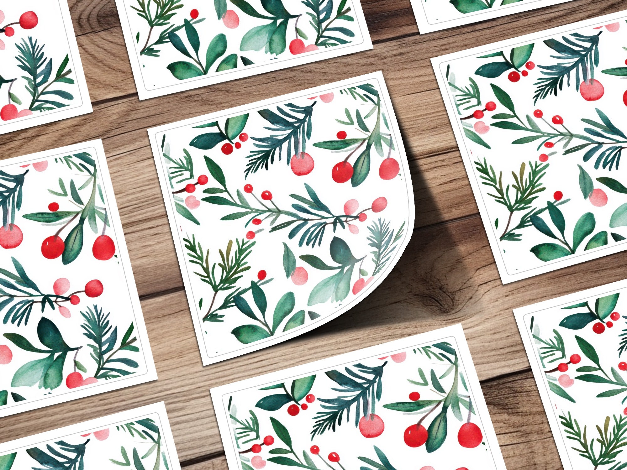 Red and Green Seamless Pattern Christmas Watercolor Digital - Moore and Mountain
