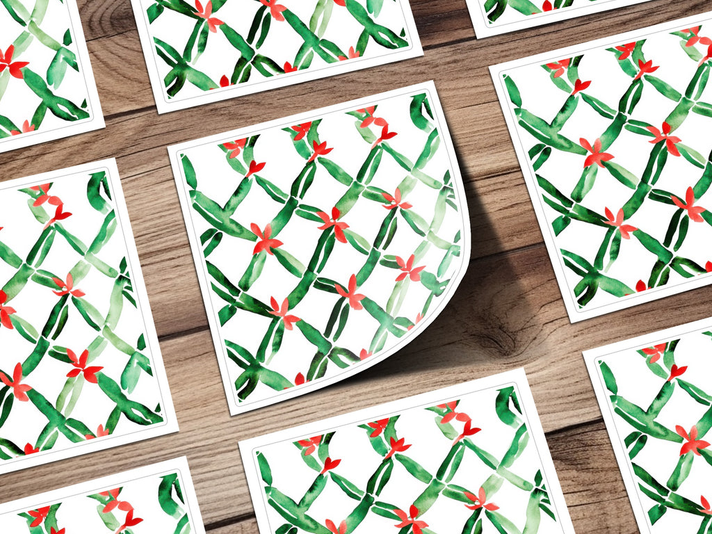 Red and Green Seamless Pattern Christmas Watercolor Digital - Moore and Mountain