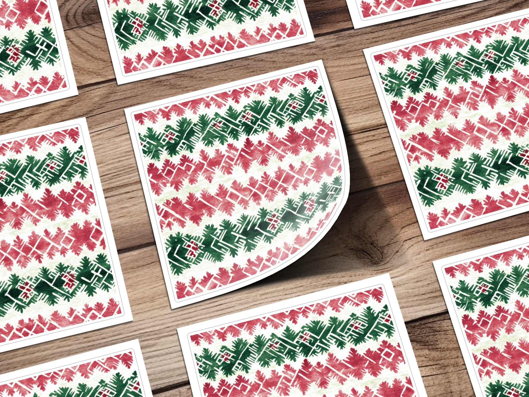 Red and Green Seamless Pattern Christmas Watercolor Digital - Moore and Mountain