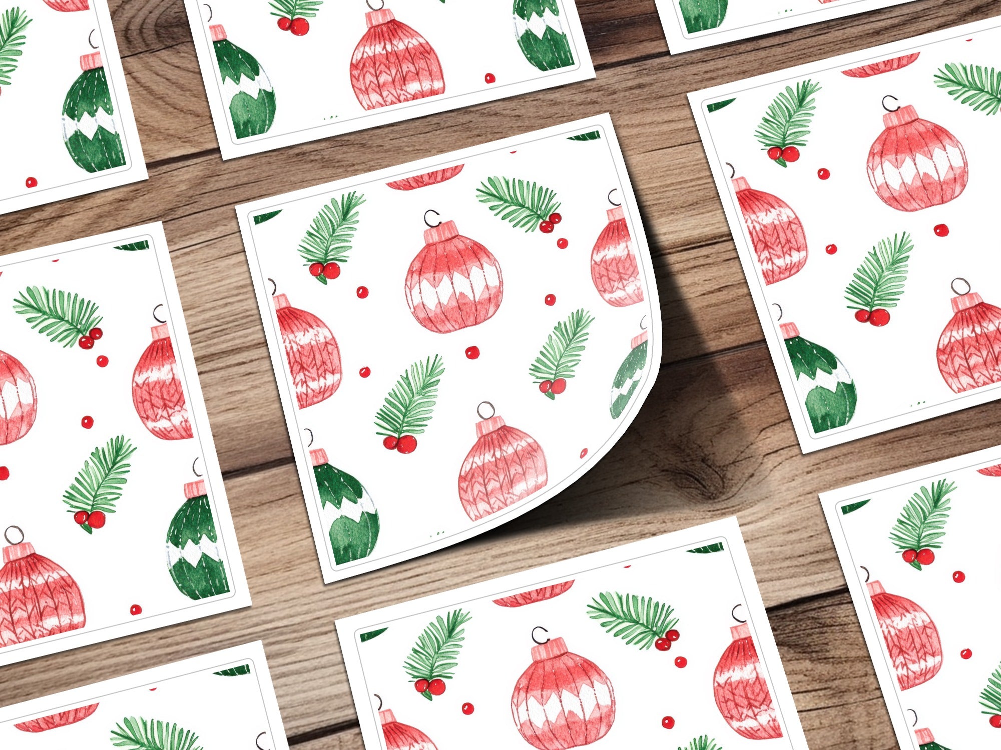 Red and Green Seamless Pattern Christmas Watercolor Digital - Moore and Mountain