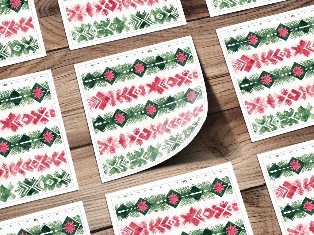 Red and Green Seamless Pattern Christmas Watercolor Digital - Moore and Mountain