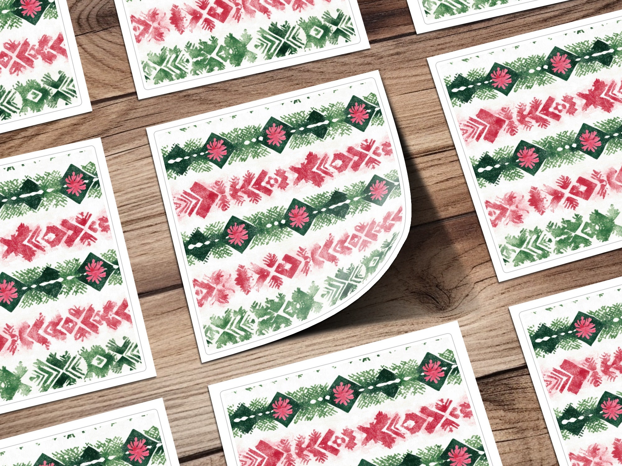 Red and Green Seamless Pattern Christmas Watercolor Digital - Moore and Mountain