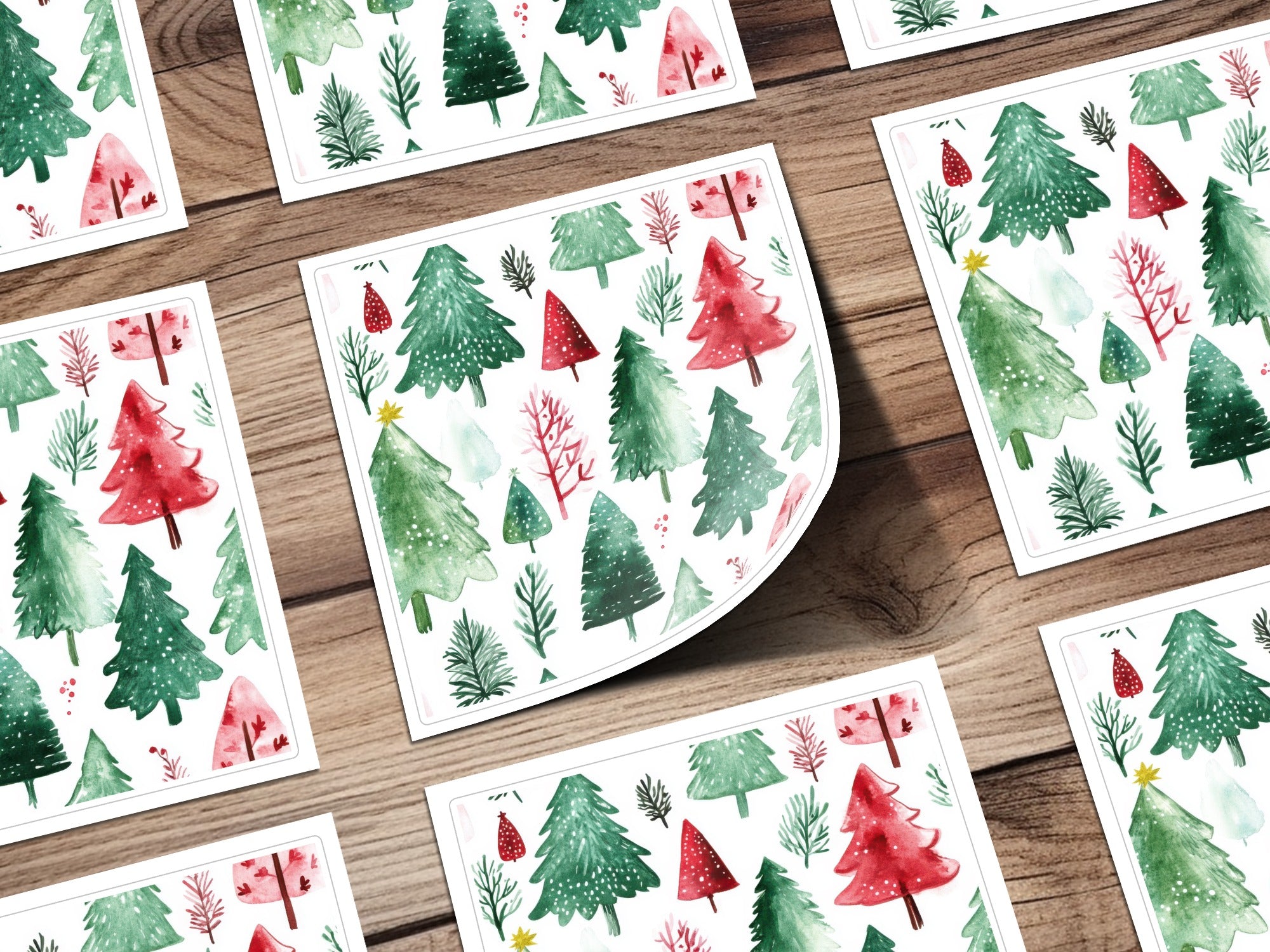 Red and Green Seamless Pattern Christmas Watercolor Digital - Moore and Mountain