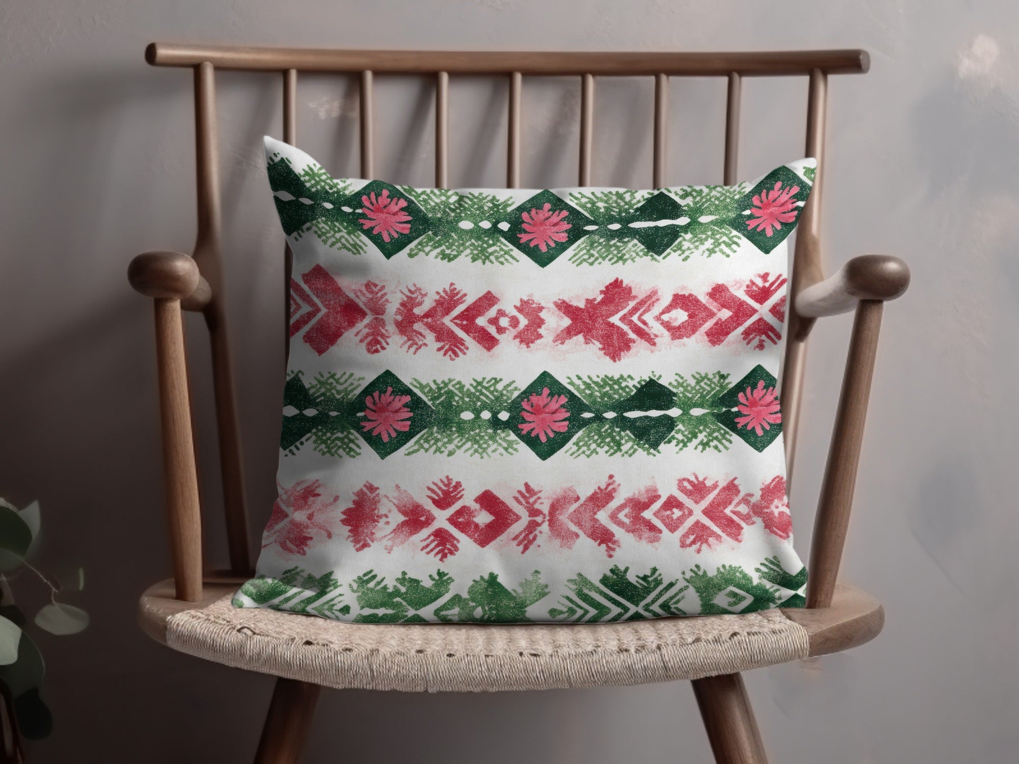 Red and Green Seamless Pattern Christmas Watercolor Digital - Moore and Mountain