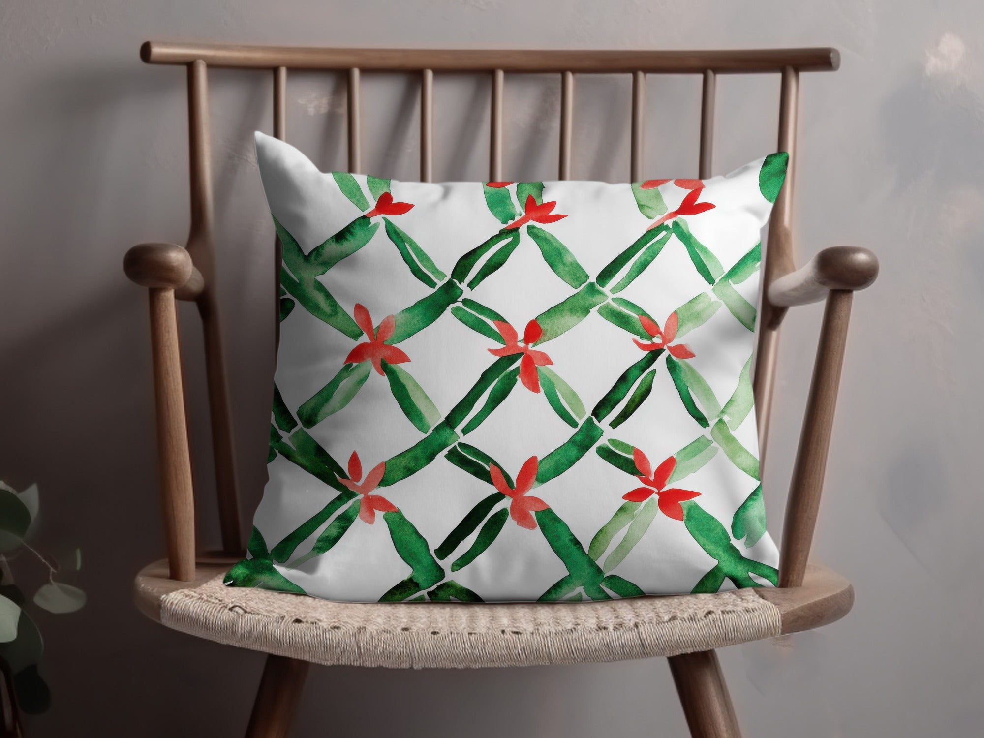 Red and Green Seamless Pattern Christmas Watercolor Digital - Moore and Mountain