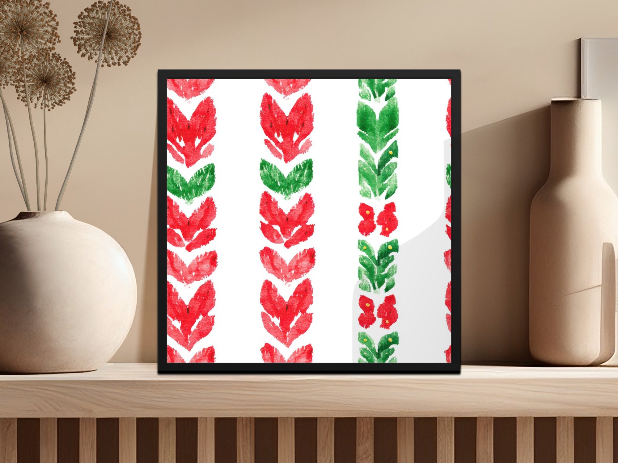 Red and Green Seamless Pattern Christmas Watercolor Digital - Moore and Mountain
