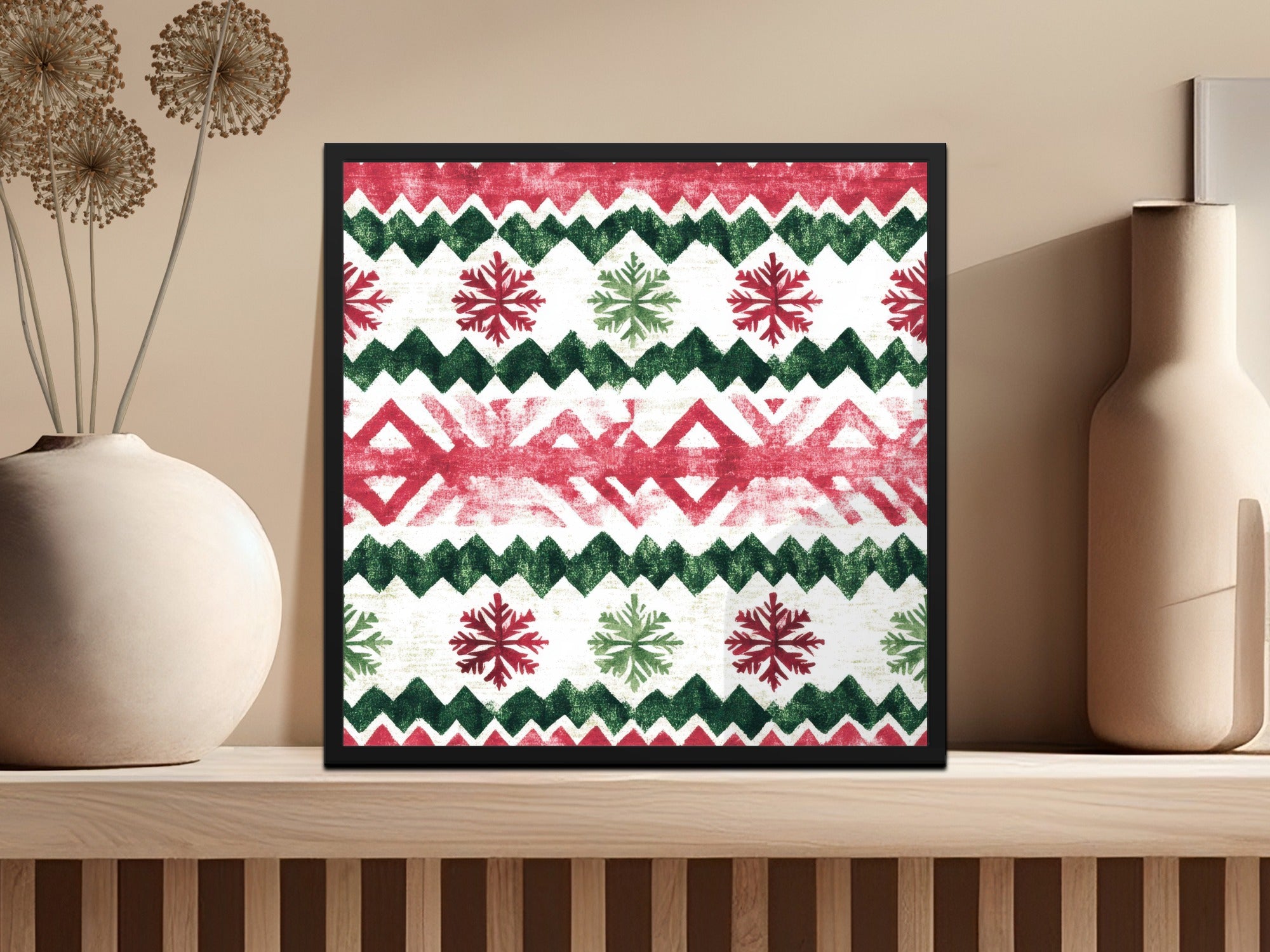Red and Green Seamless Pattern Christmas Watercolor Digital - Moore and Mountain