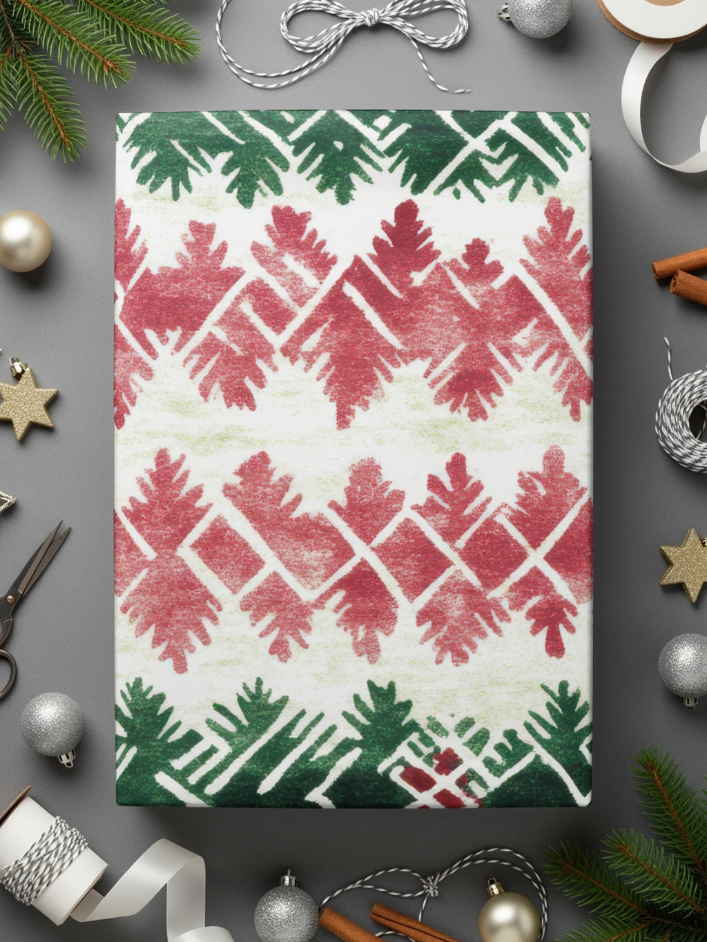Red and Green Seamless Pattern Christmas Watercolor Digital - Moore and Mountain