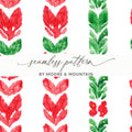 Red and Green Seamless Pattern Christmas Watercolor Digital - Moore and Mountain