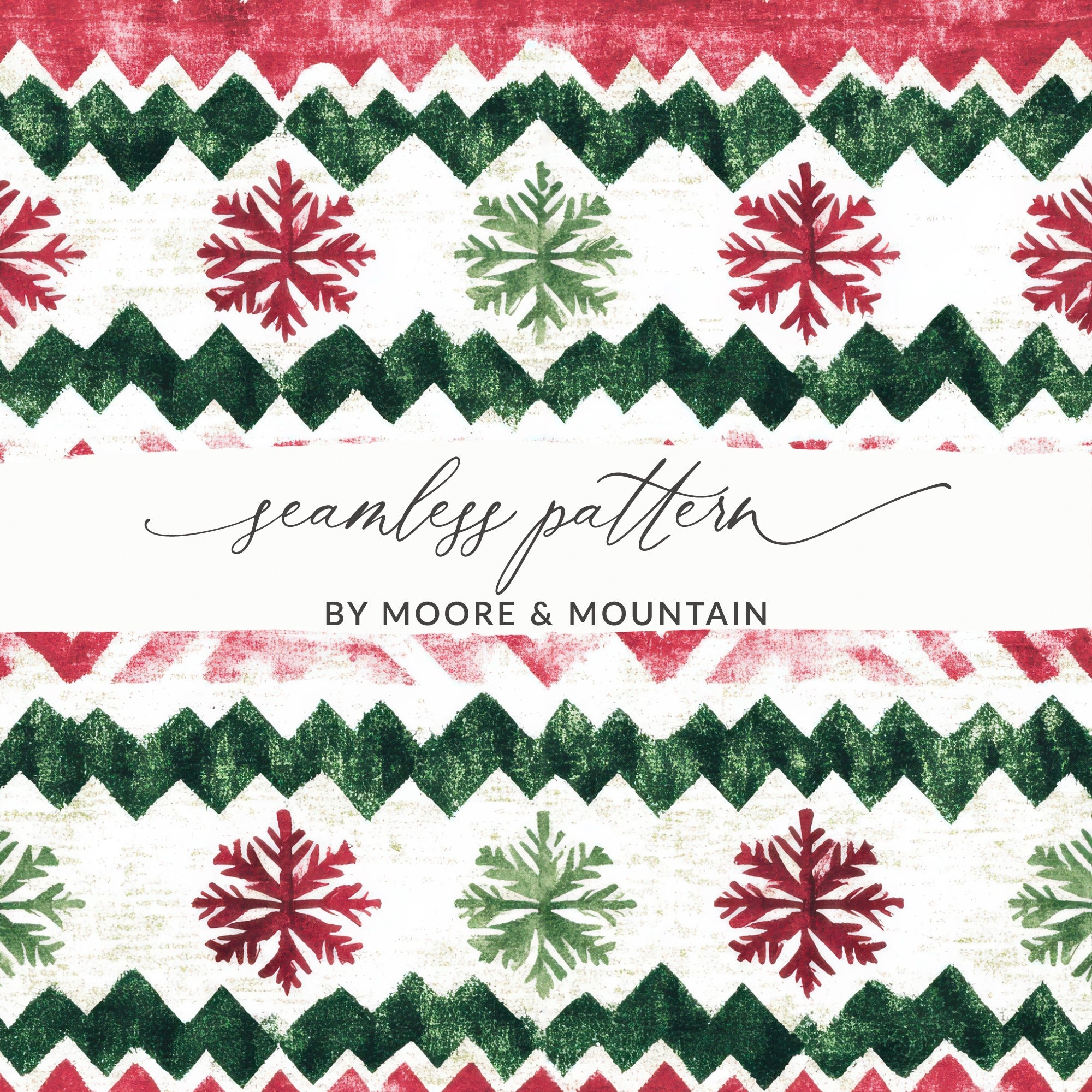 Red and Green Seamless Pattern Christmas Watercolor Digital - Moore and Mountain