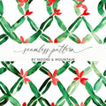 Red and Green Seamless Pattern Christmas Watercolor Digital - Moore and Mountain