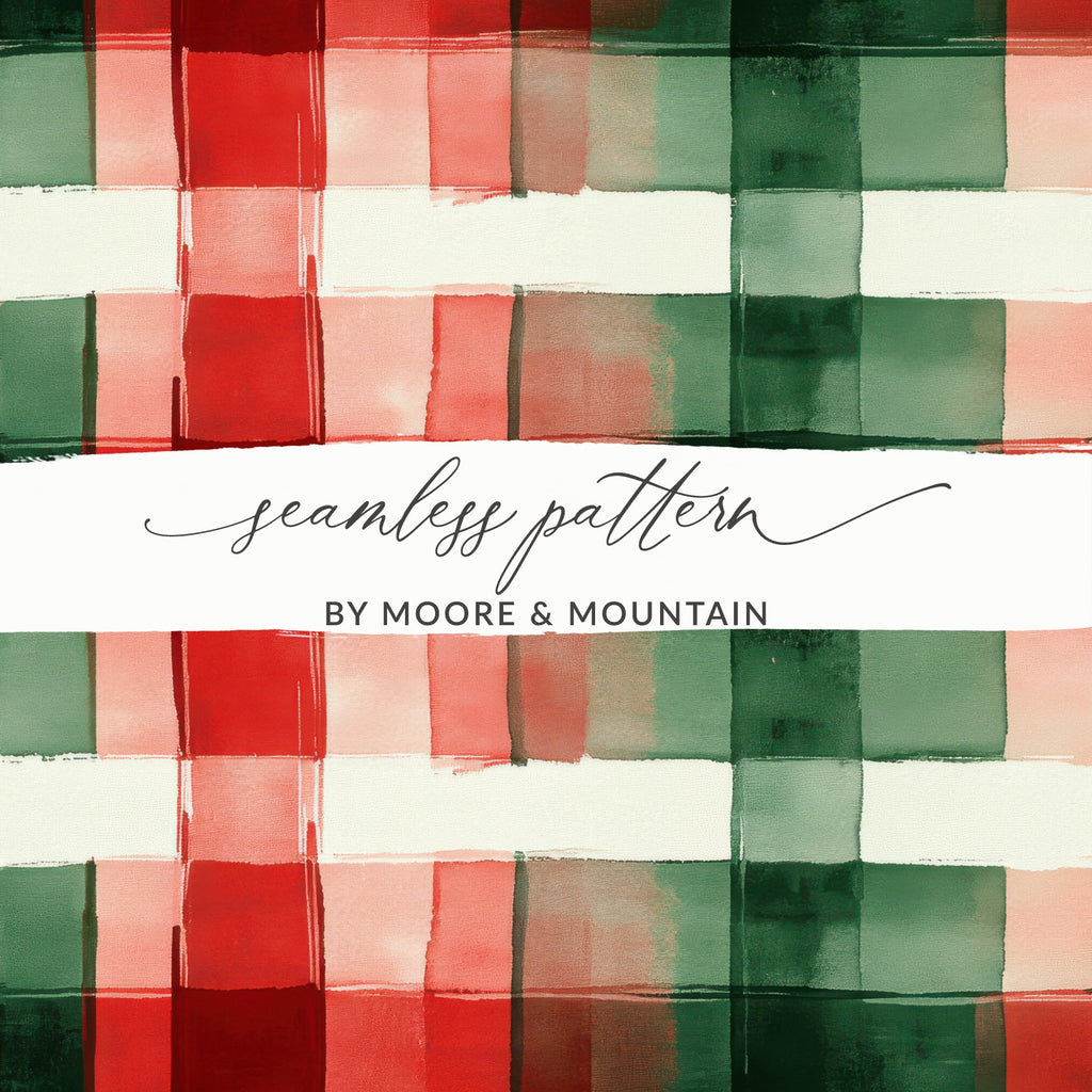 Red and Green Seamless Pattern Christmas Watercolor Digital - Moore and Mountain