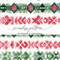 Red and Green Seamless Pattern Christmas Watercolor Digital - Moore and Mountain