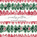 Red and Green Seamless Pattern Christmas Watercolor Digital - Moore and Mountain