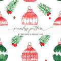 Red and Green Seamless Pattern Christmas Watercolor Digital - Moore and Mountain