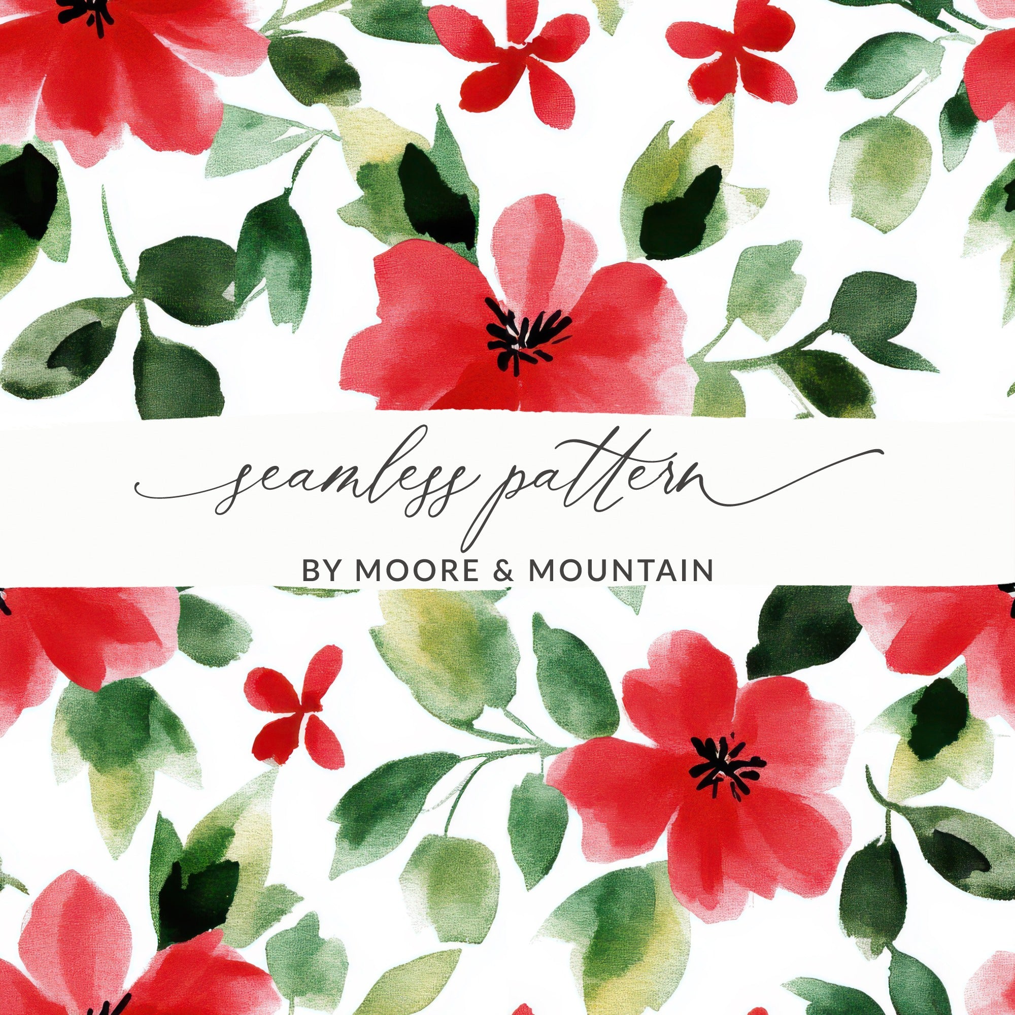 Red and Green Seamless Pattern Christmas Watercolor - Moore and Mountain