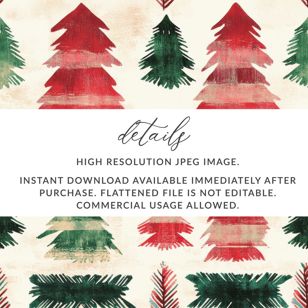 Red and Green Seamless Scandinavian Pattern Christmas Watercolor Digital - Moore and Mountain