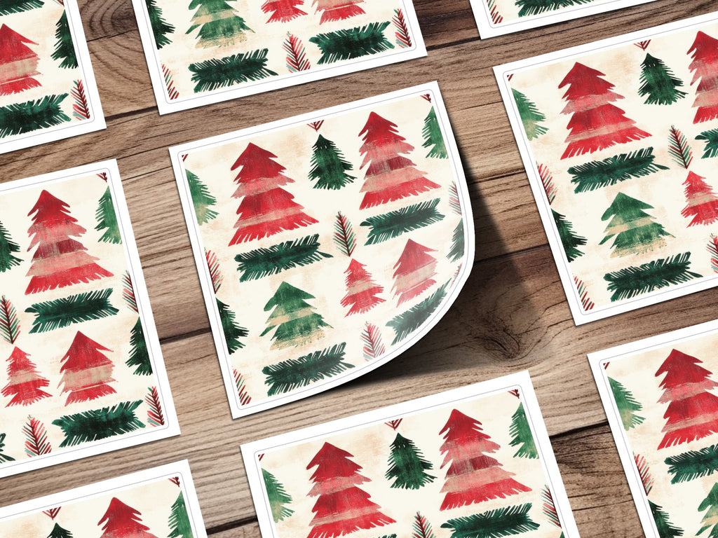 Red and Green Seamless Scandinavian Pattern Christmas Watercolor Digital - Moore and Mountain
