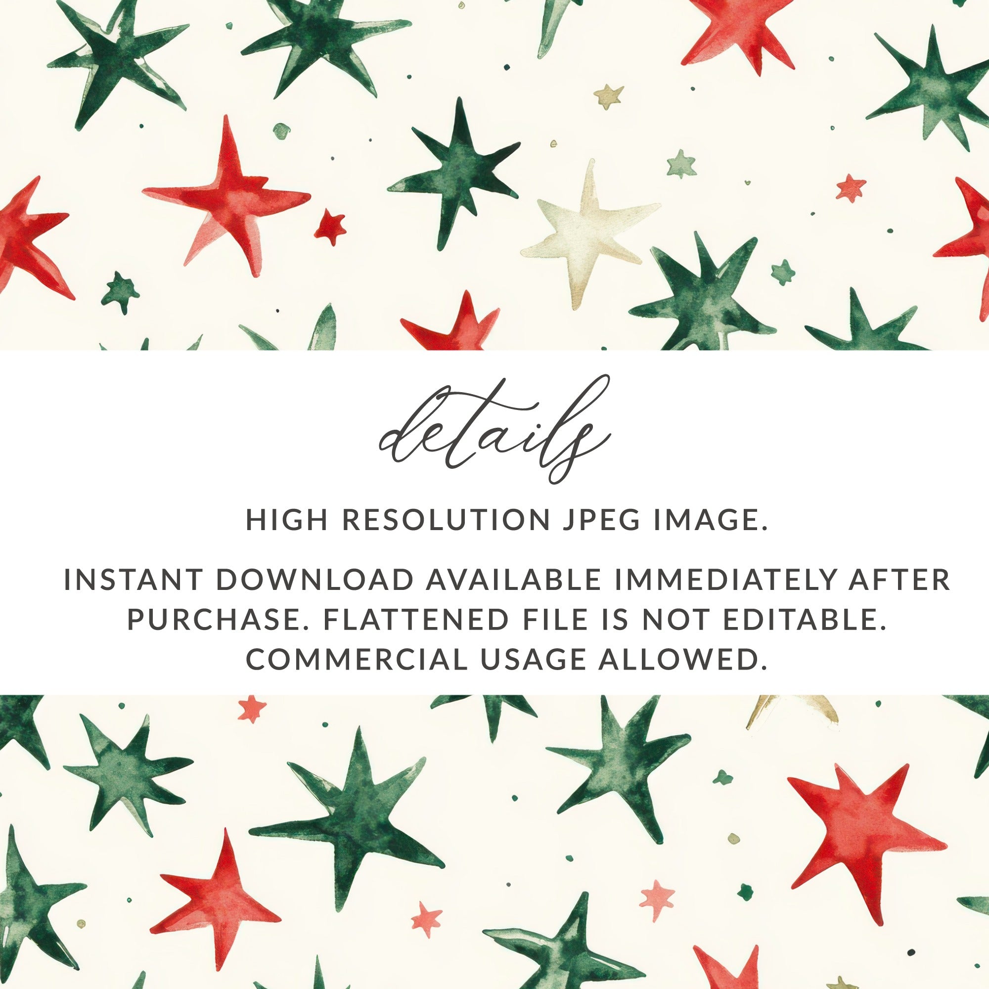 Red and Green Stars Seamless Pattern Christmas Watercolor - Moore and Mountain