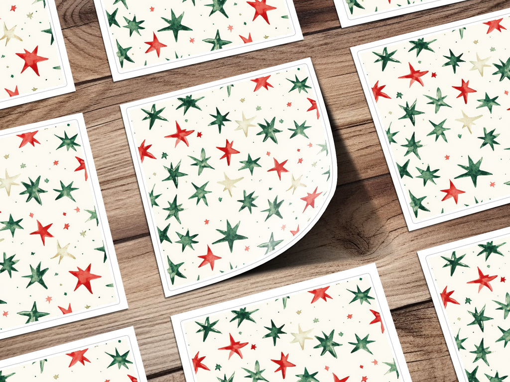 Red and Green Stars Seamless Pattern Christmas Watercolor - Moore and Mountain