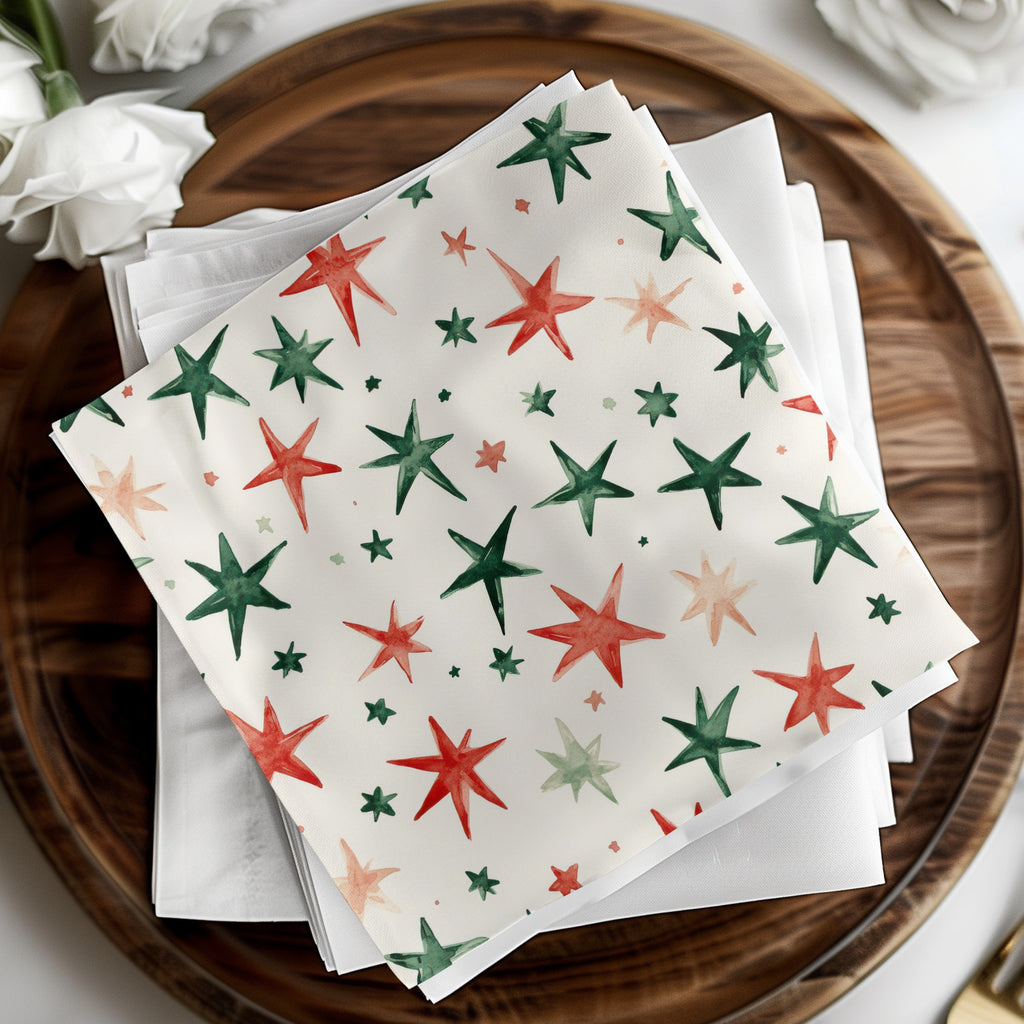 Red and Green Stars Seamless Pattern Christmas Watercolor - Moore and Mountain