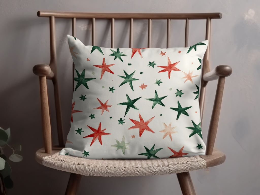 Red and Green Stars Seamless Pattern Christmas Watercolor - Moore and Mountain