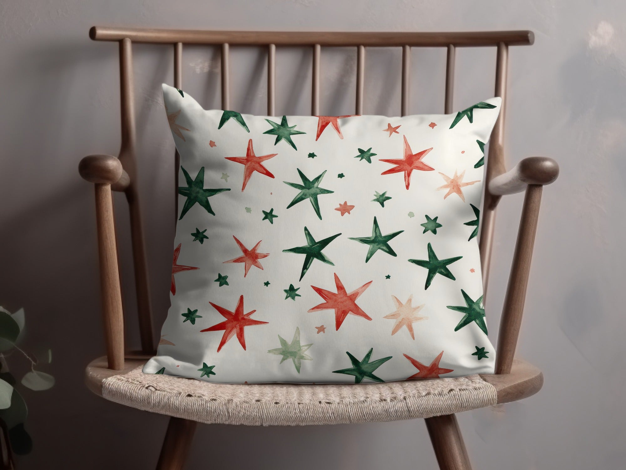 Red and Green Stars Seamless Pattern Christmas Watercolor - Moore and Mountain