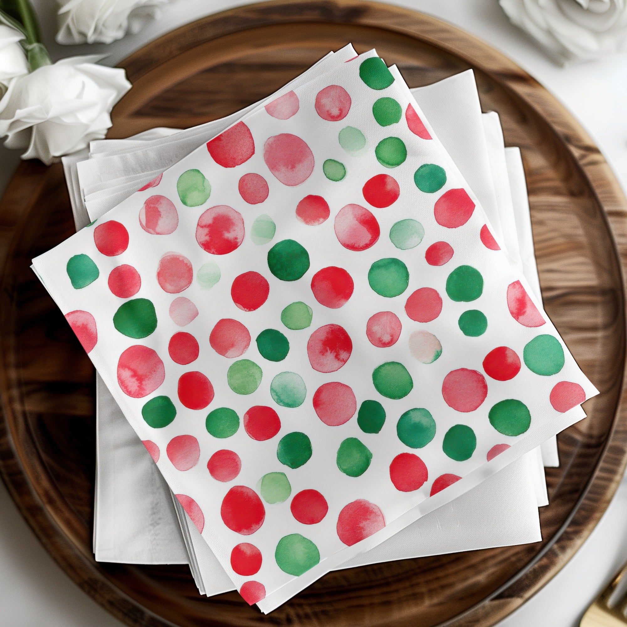 Red and Green Watercolor Polka Dots Seamless Pattern - Moore and Mountain