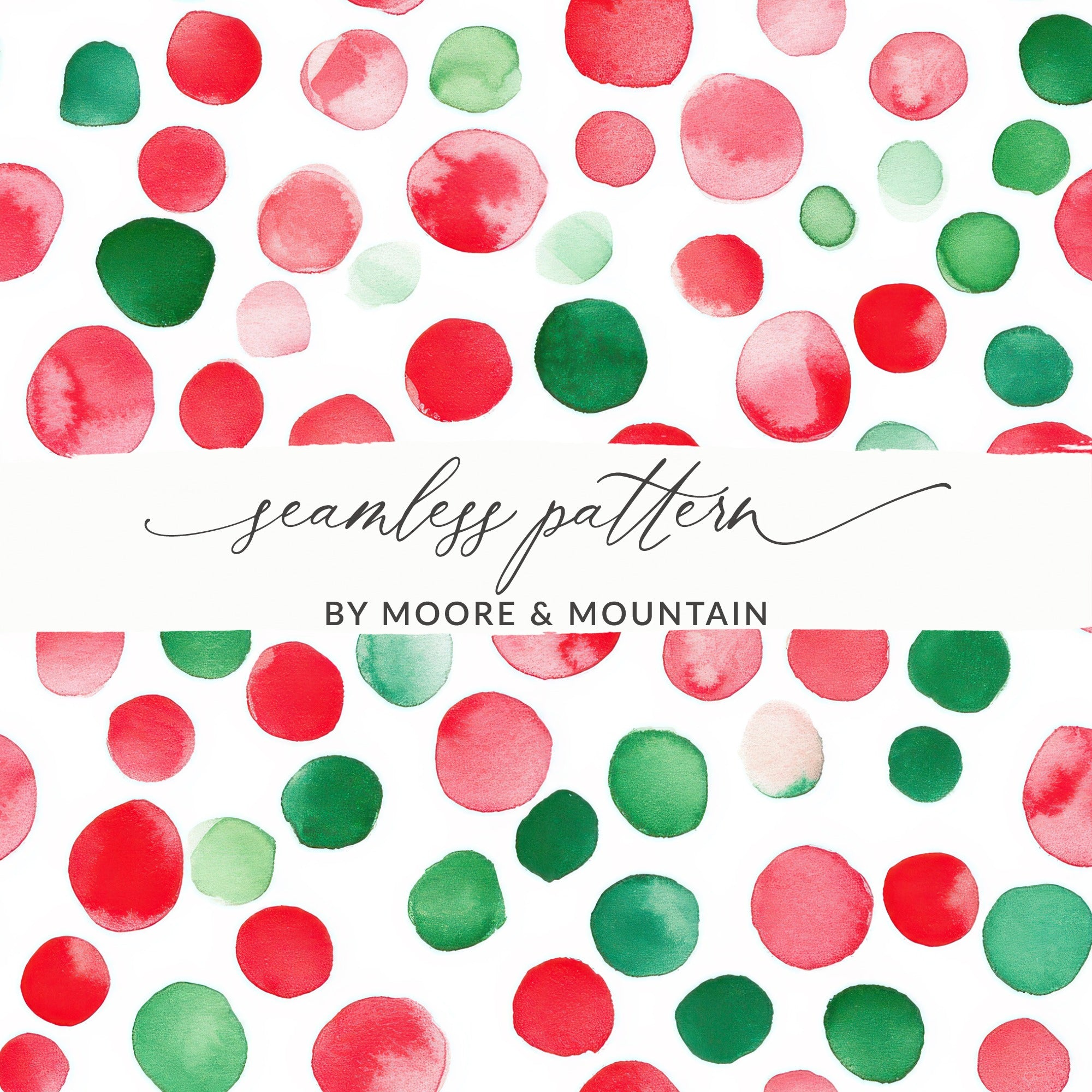 Red and Green Watercolor Polka Dots Seamless Pattern - Moore and Mountain