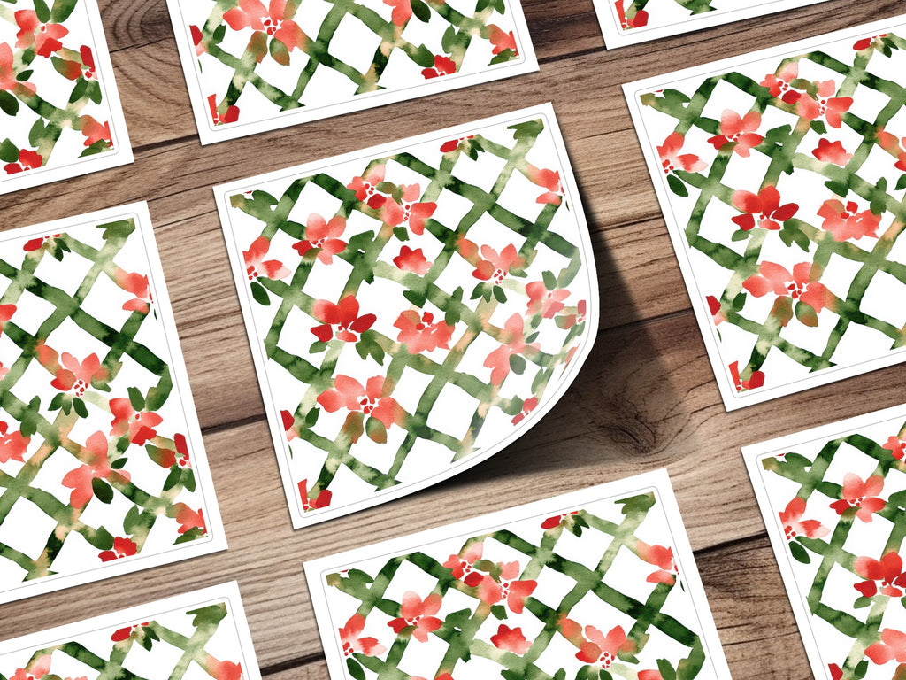 Red and Green Watercolor Seamless Pattern Christmas Digital - Moore and Mountain