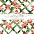 Red and Green Watercolor Seamless Pattern Christmas Digital - Moore and Mountain