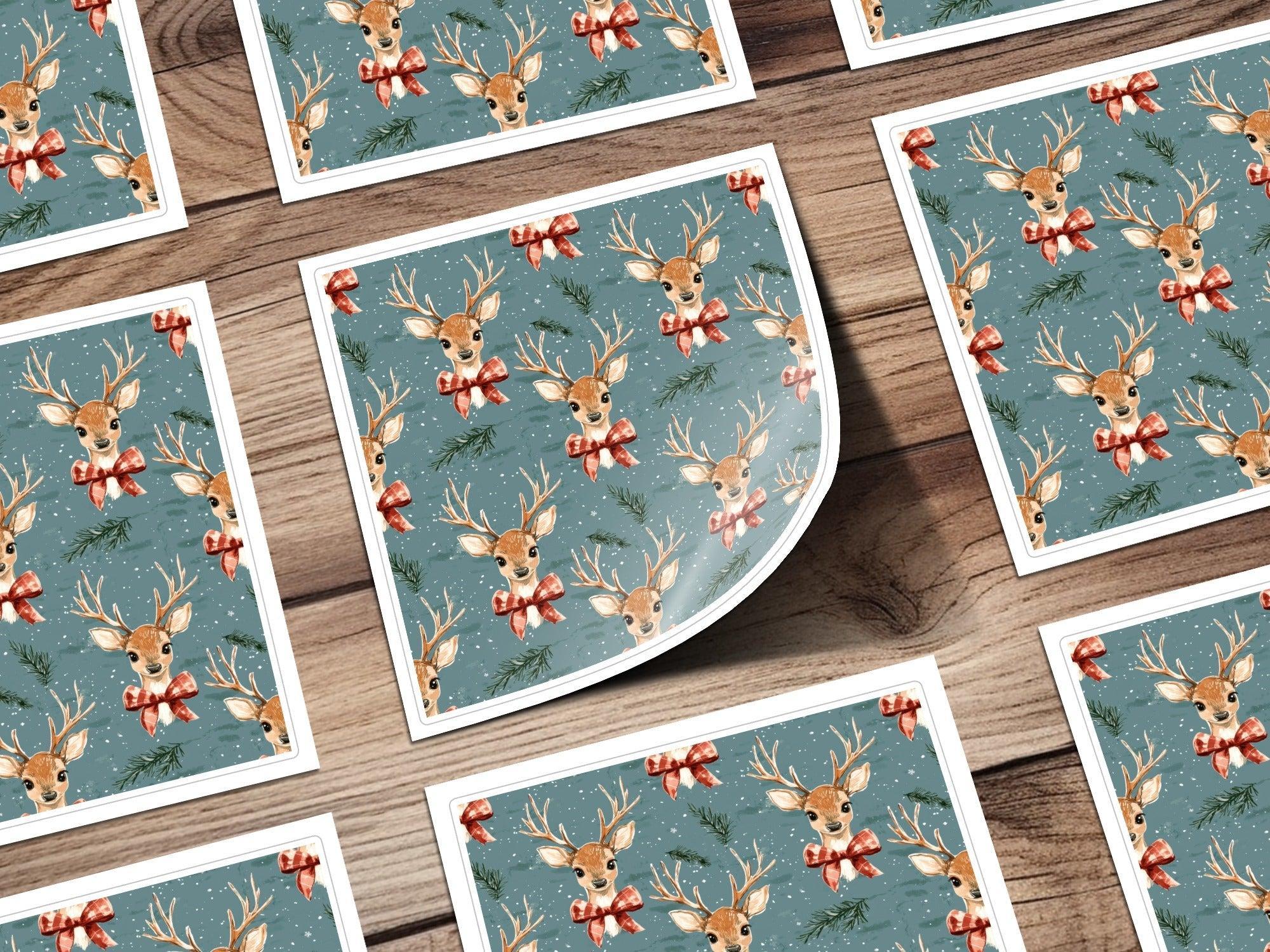 Reindeer Digital Seamless Pattern, Christmas Digital Paper, Deer with Bow, Holiday Fabric Design, Watercolor Christmas Pattern Digital - Moore and Mountain