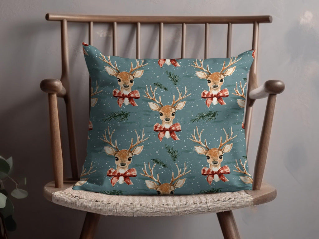 Reindeer Digital Seamless Pattern, Christmas Digital Paper, Deer with Bow, Holiday Fabric Design, Watercolor Christmas Pattern Digital - Moore and Mountain