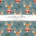 Reindeer Digital Seamless Pattern, Christmas Digital Paper, Deer with Bow, Holiday Fabric Design, Watercolor Christmas Pattern Digital - Moore and Mountain