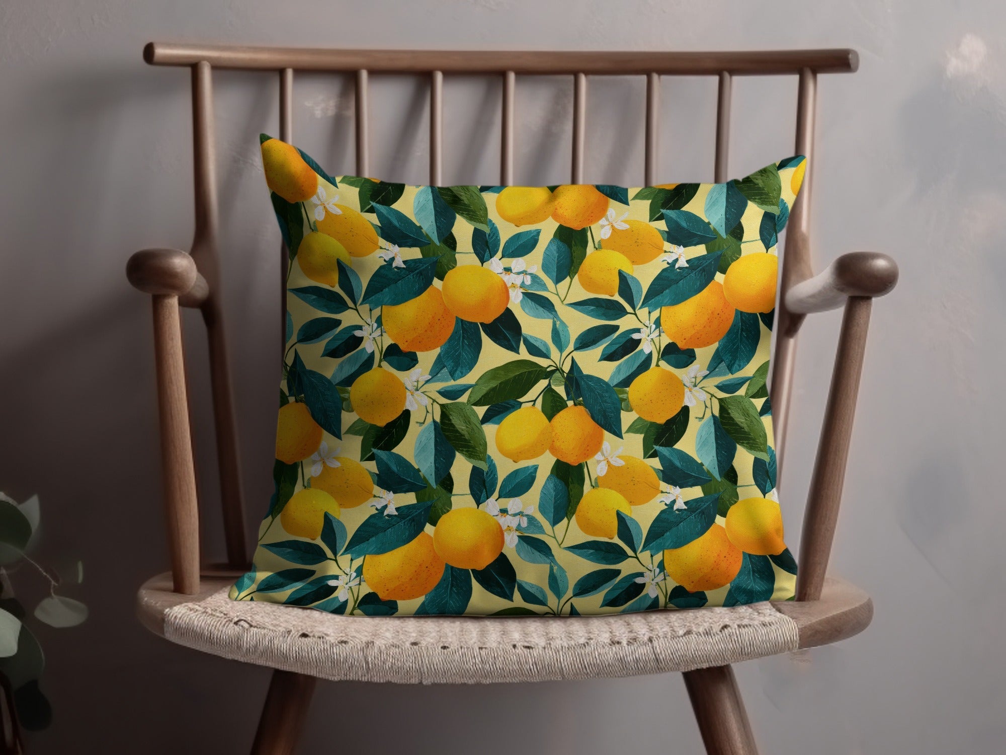 Ripe Lemons with Leaves and Blossoms Floral Pattern Digital - Moore and Mountain