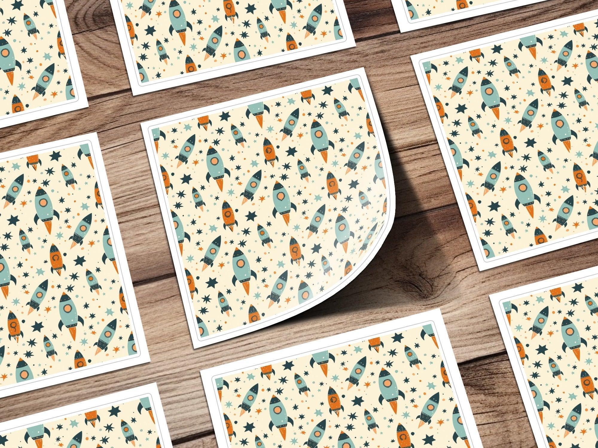 Rocket Star Seamless Pattern, Space Digital Paper, Nursery Printable Art, Cute Kids Fabric Design, Scrapbooking Download - Moore and Mountain