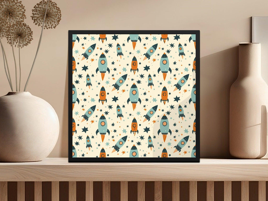 Rocket Star Seamless Pattern, Space Digital Paper, Nursery Printable Art, Cute Kids Fabric Design, Scrapbooking Download - Moore and Mountain