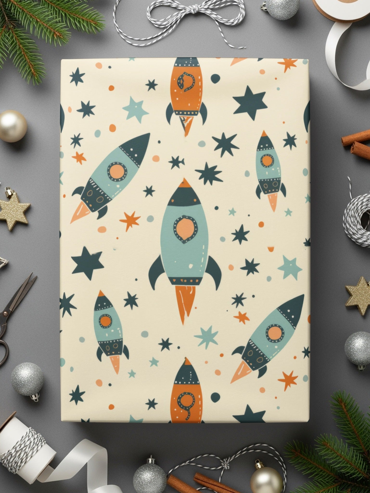 Rocket Star Seamless Pattern, Space Digital Paper, Nursery Printable Art, Cute Kids Fabric Design, Scrapbooking Download - Moore and Mountain