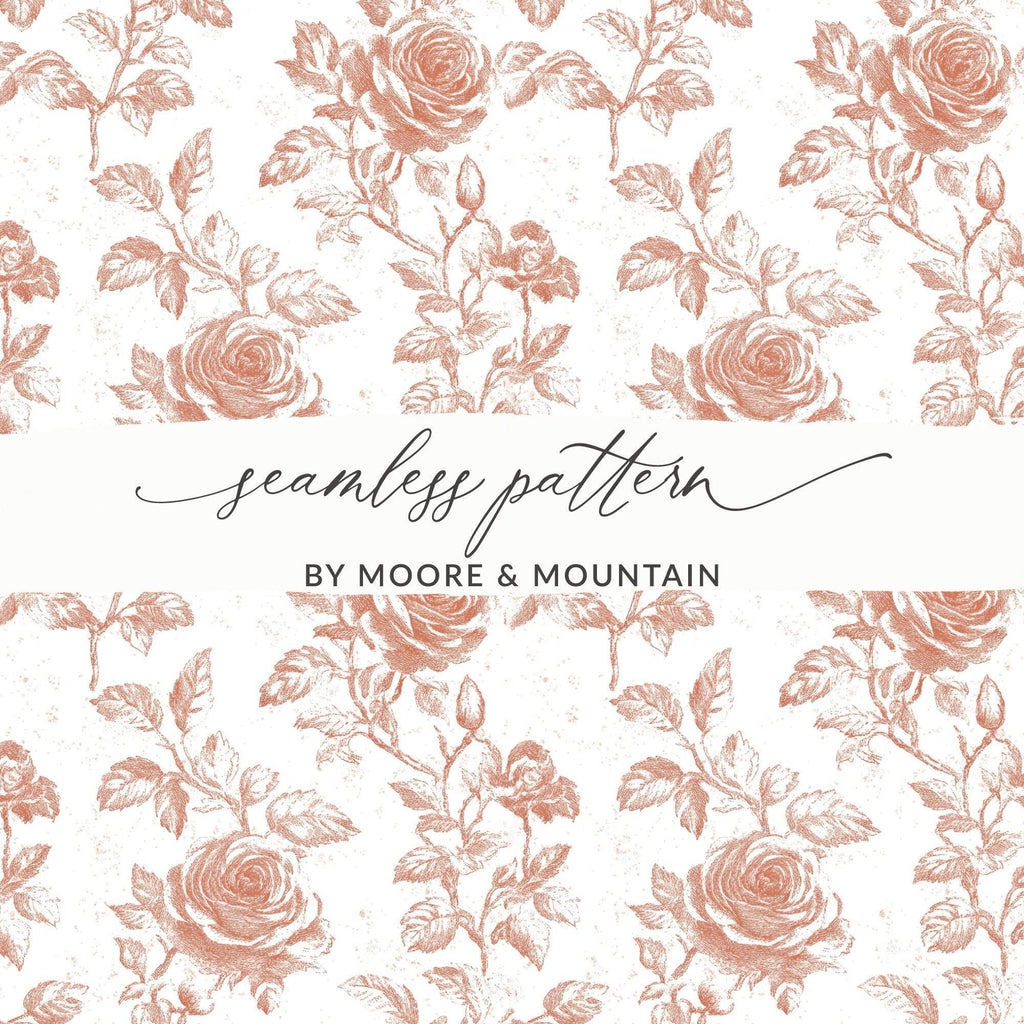 Rose Digital Seamless Pattern, Floral Pattern, Beige Flower Pattern, 12x12 JPEG, Digital Paper, Printable Fabric, Digital Download - Moore and Mountain