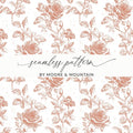 Rose Digital Seamless Pattern, Floral Pattern, Beige Flower Pattern, 12x12 JPEG, Digital Paper, Printable Fabric, Digital Download - Moore and Mountain