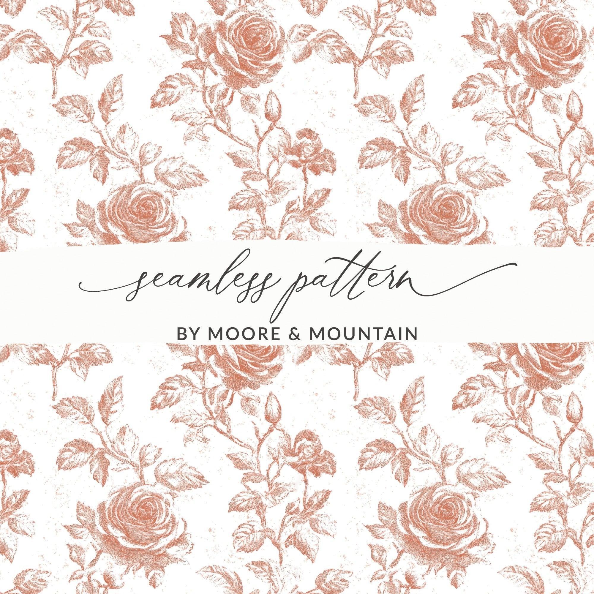 Rose Digital Seamless Pattern, Floral Pattern, Beige Flower Pattern, 12x12 JPEG, Digital Paper, Printable Fabric, Digital Download - Moore and Mountain