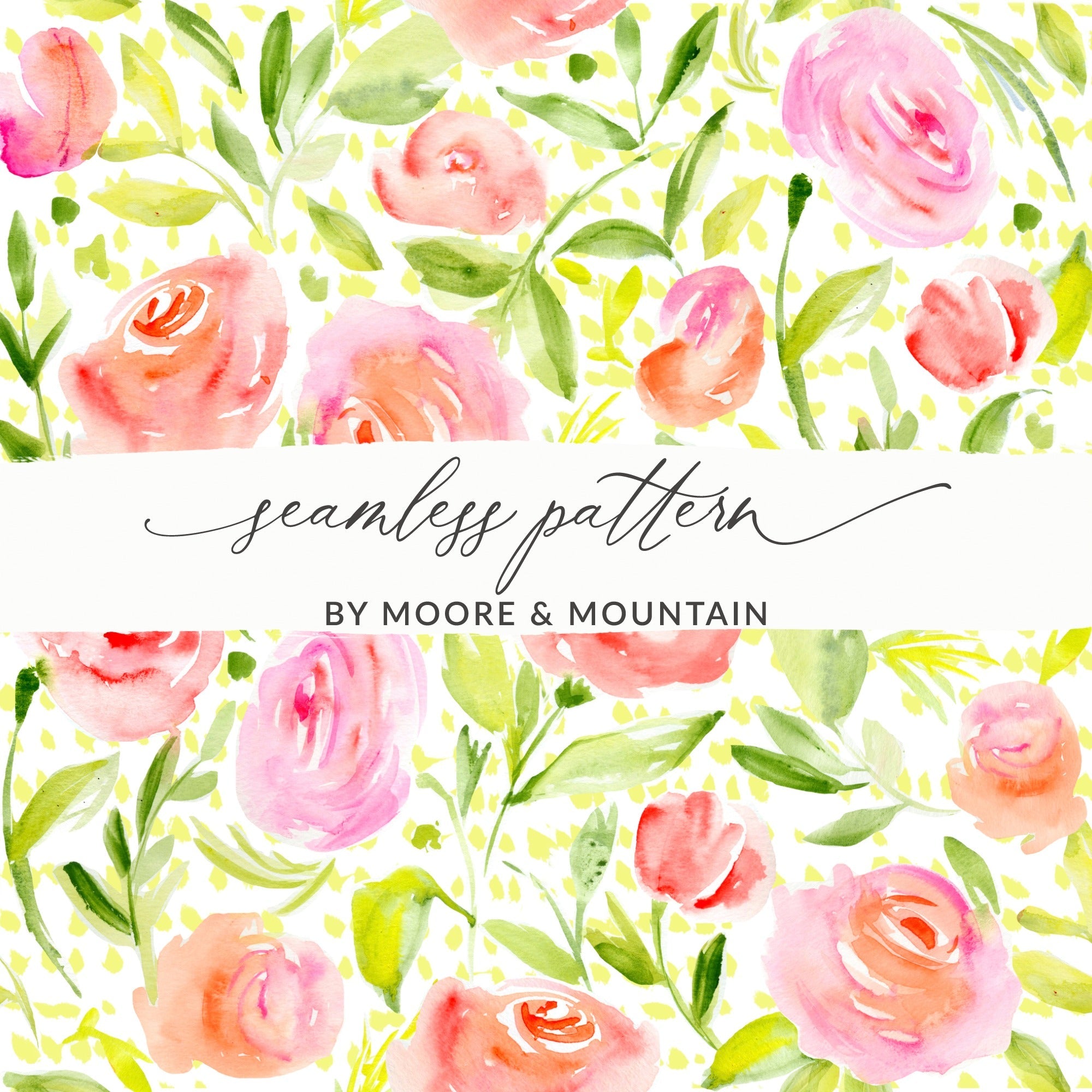 Rose Floral Seamless Pattern, Watercolor Flowers Digital Paper, Repeating Rose Design, Watercolor Floral Digital, Roses Repeat Pattern - Moore and Mountain