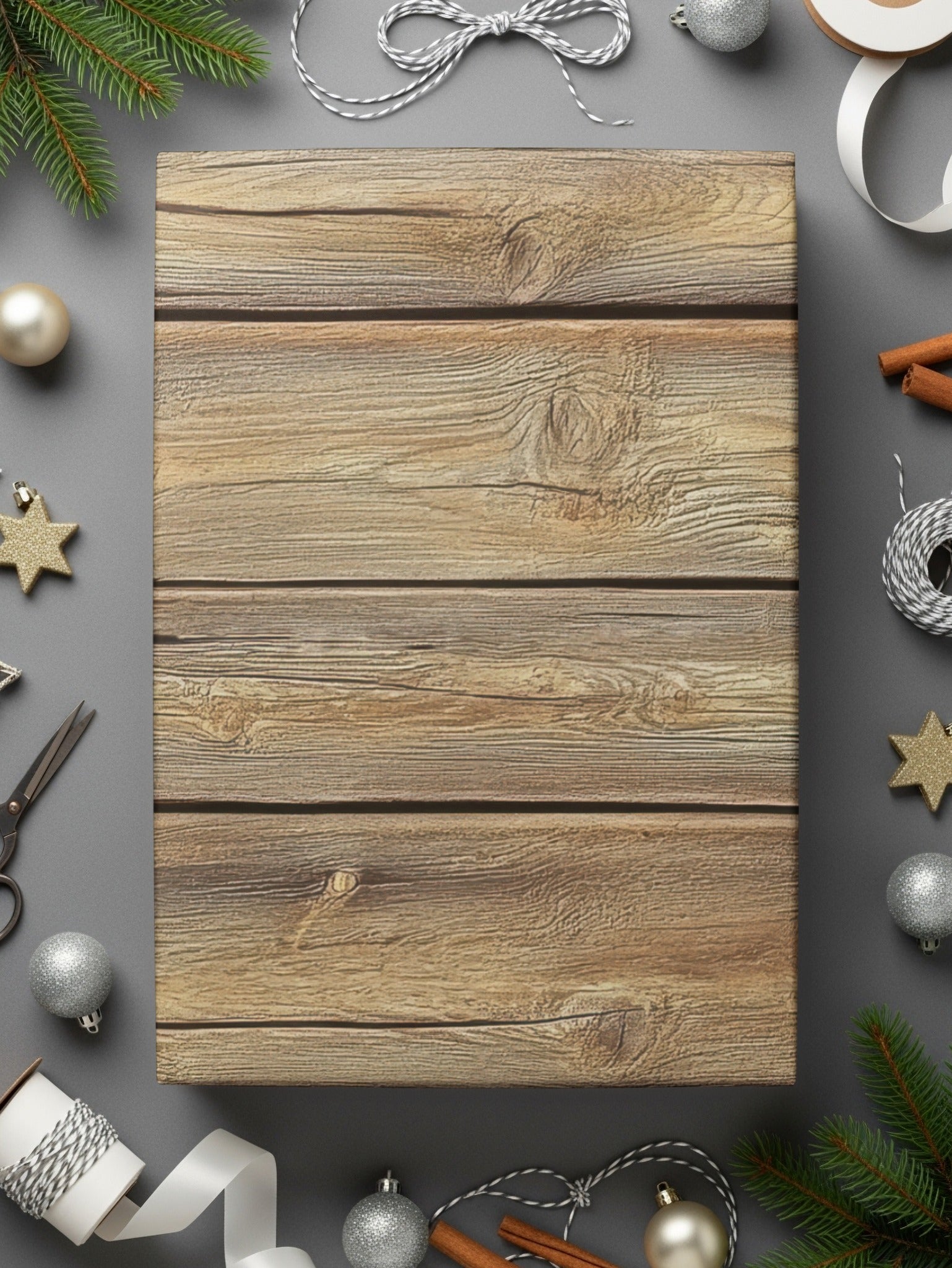 Rustic Holiday Gift Wrapping with Christmas Decorations