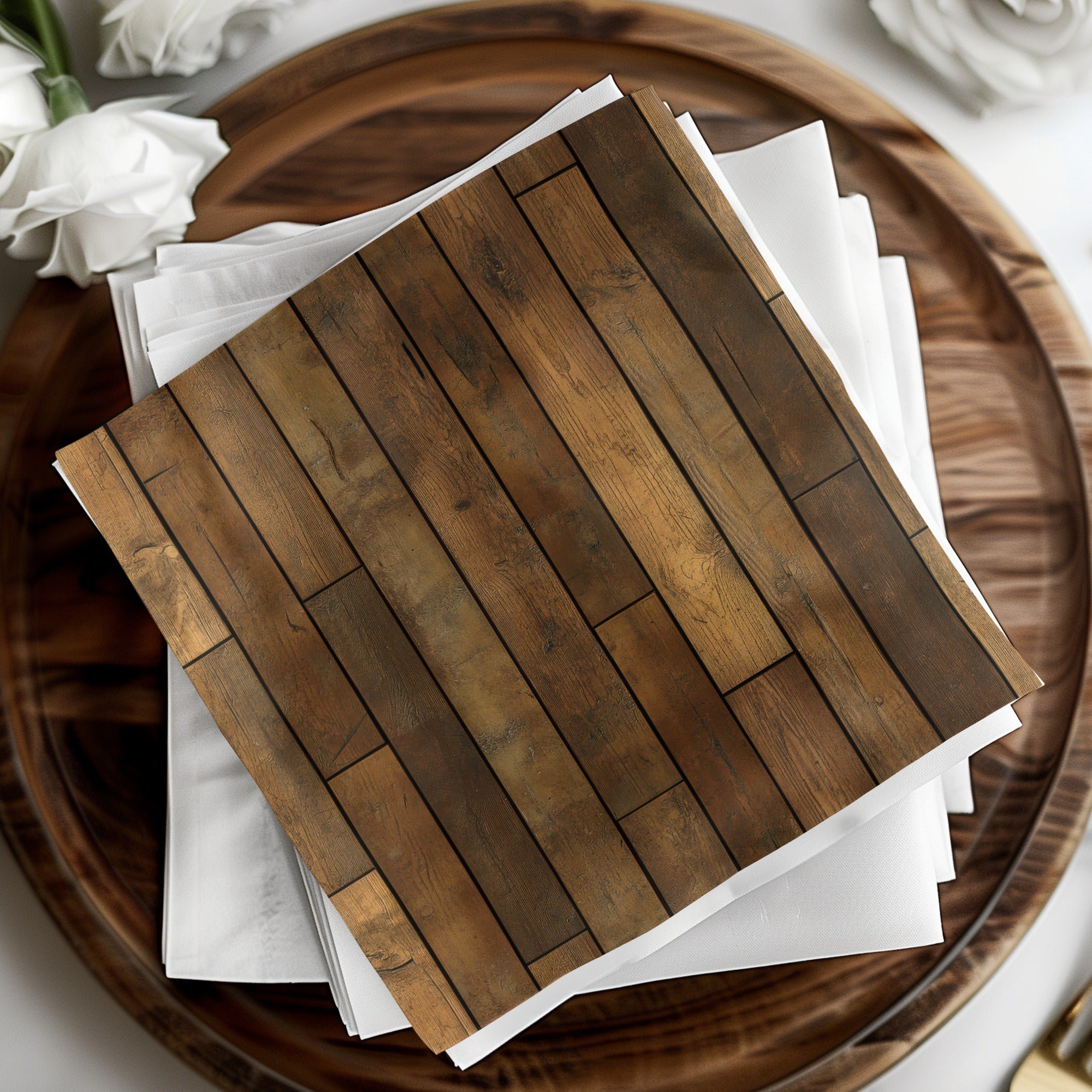 Rustic Wooden Plank Design Decorative Napkins Set