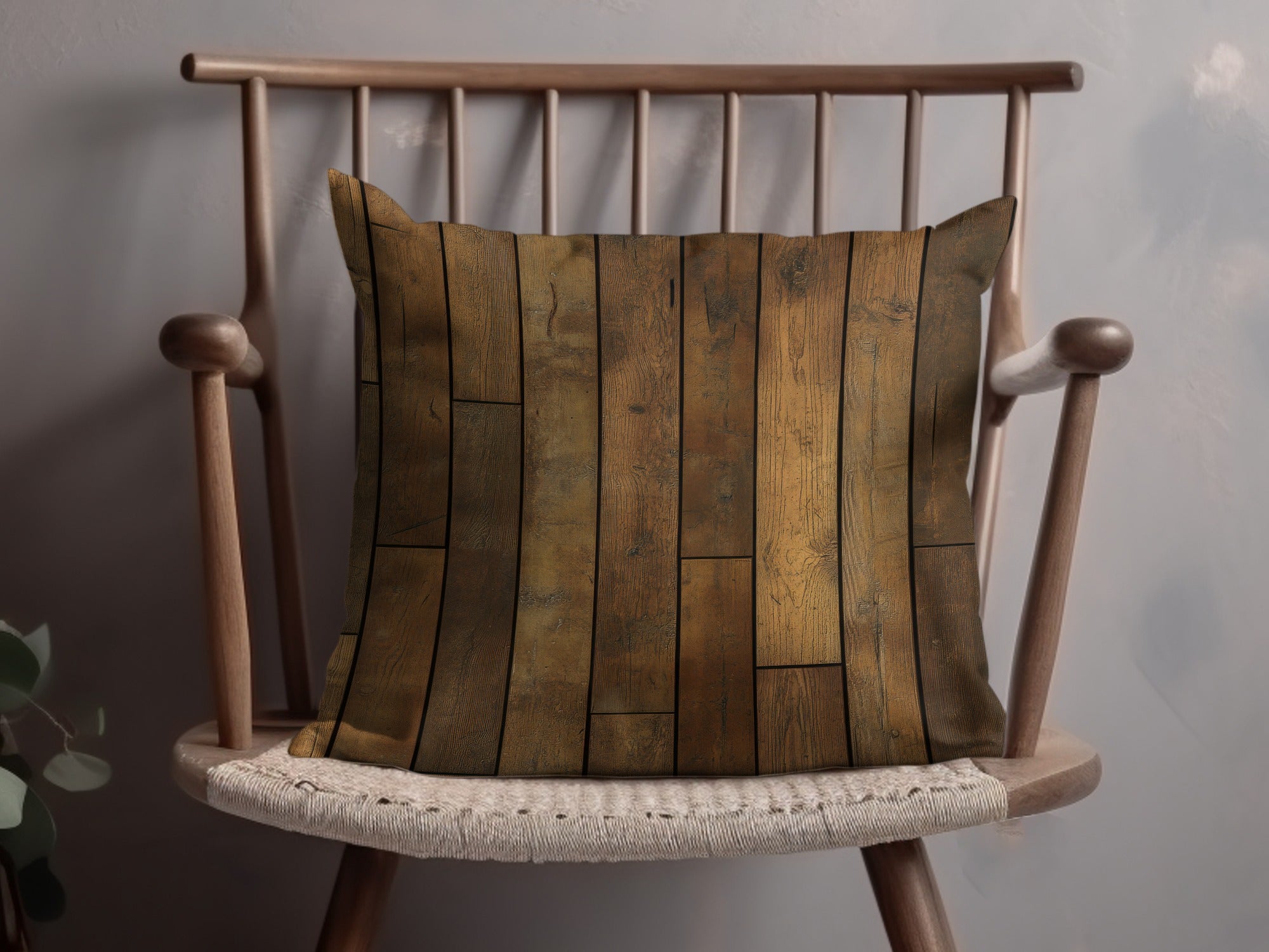 Rustic Wooden Plank Design Throw Pillow for Sale