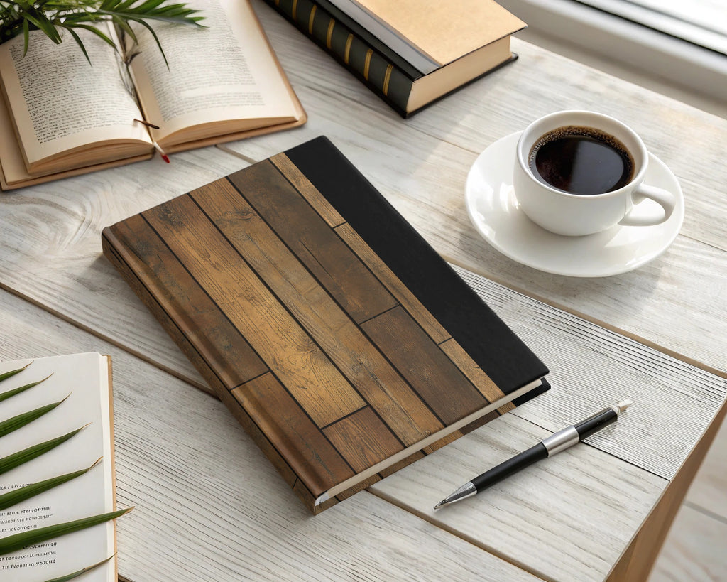 Rustic Wooden Plank Design Hardcover Notebook