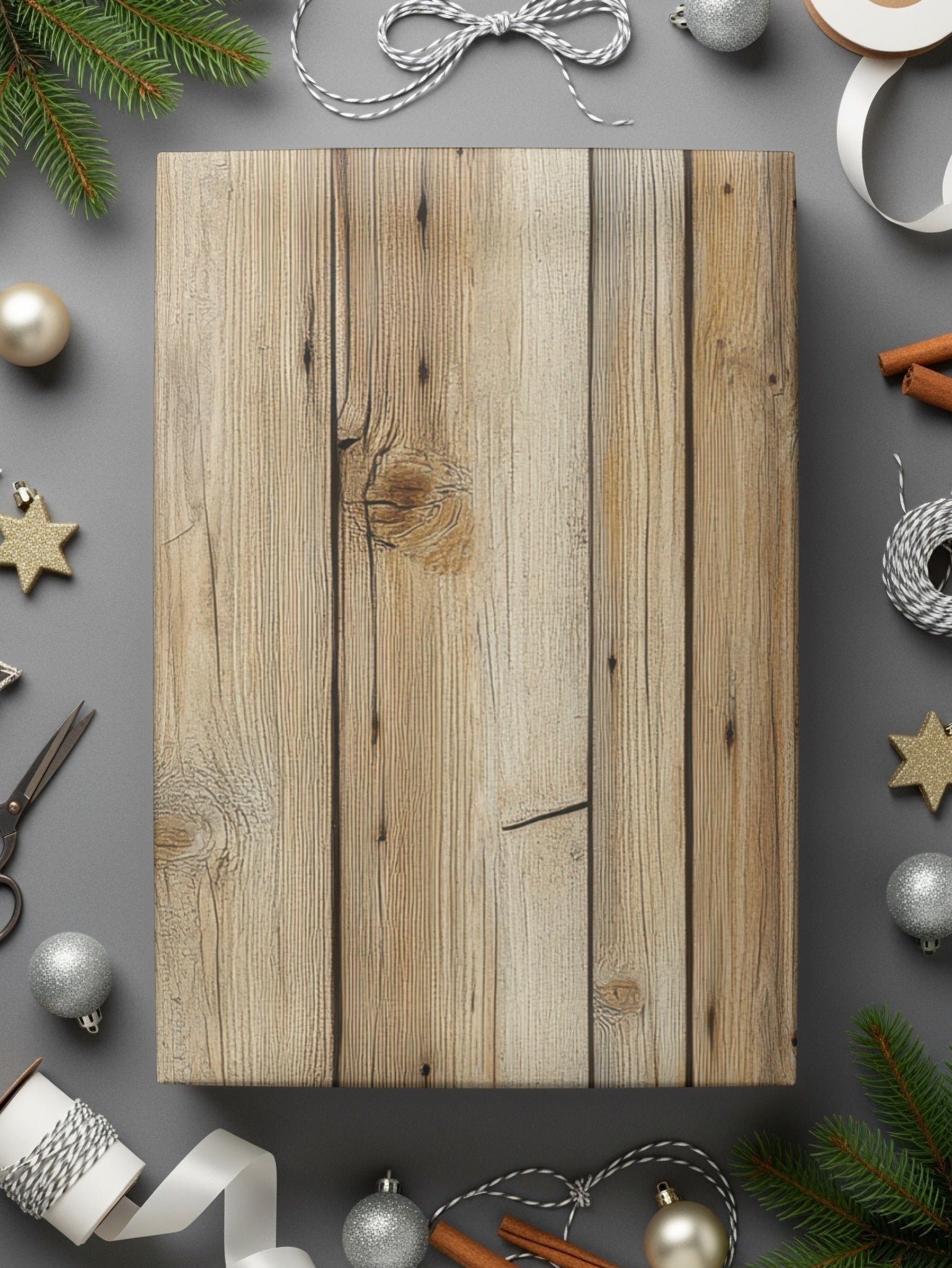 Rustic Wooden Christmas Gift Wrap Box for Festive Season